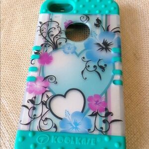 Teal and Multicolor Floral Phone Case